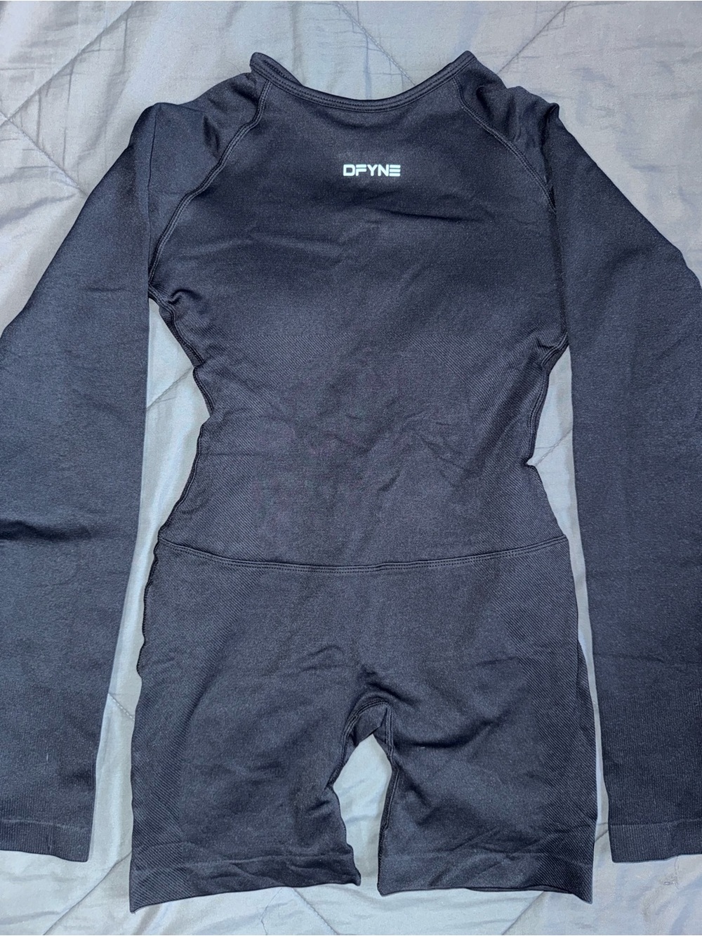 DFYNE Black Long-Sleeve Active Jumpsuit Leggings